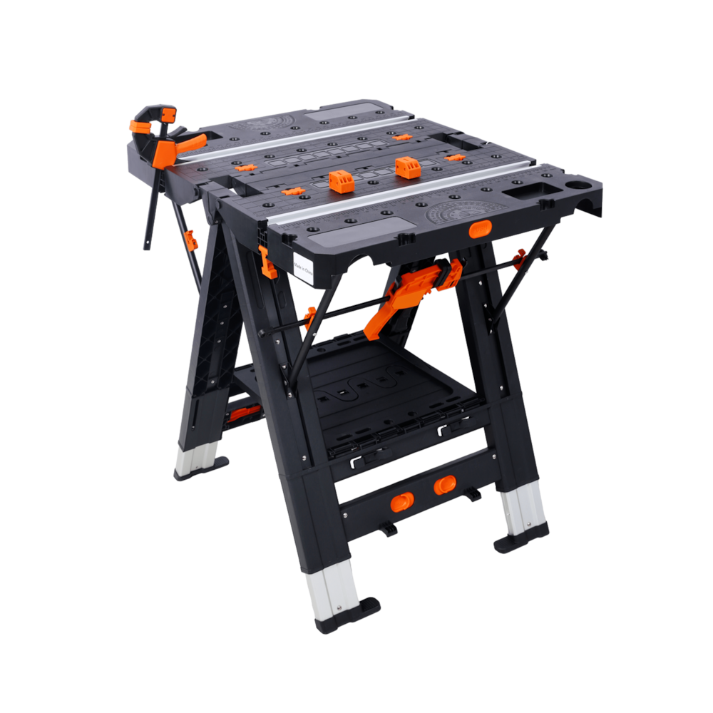 31 in. Portable Folding Sawhorse & Workbench with 2 Clamps_4Dock